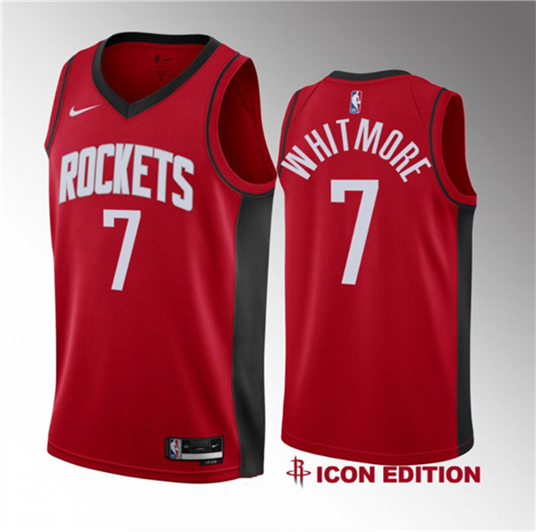 Men's Houston Rockets #7 Cam Whitmore Red 2023 Draft Icon Edition Stitched Basketball Jersey