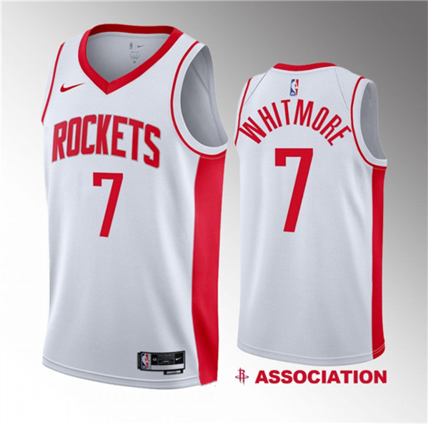 Men's Houston Rockets #7 Cam Whitmore White 2023 Draft Association Edition Stitched Basketball Jersey