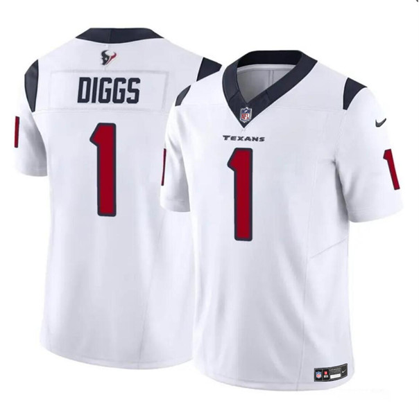 Men's Houston Texans #1 Stefon Diggs White 2024 F.U.S.E Vapor Untouchable Limited Football Stitched Jersey