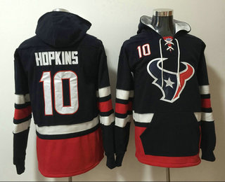 Men's Houston Texans #10 DeAndre Hopkins NEW Navy Blue Pocket Stitched NFL Pullover Hoodie