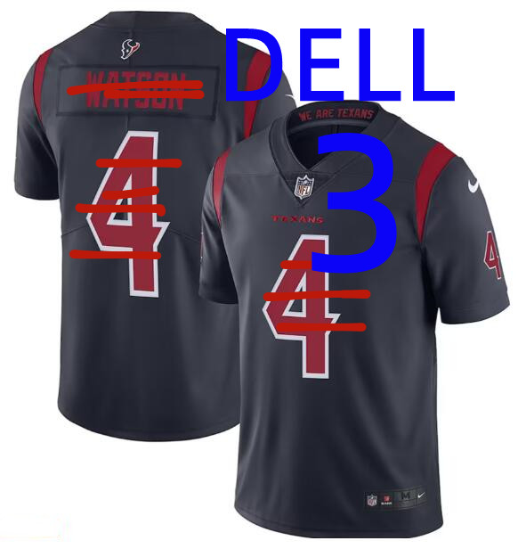 Men's Houston Texans #3 Tank Dell Nike Color Rush Vapor Limited Navy Jersey