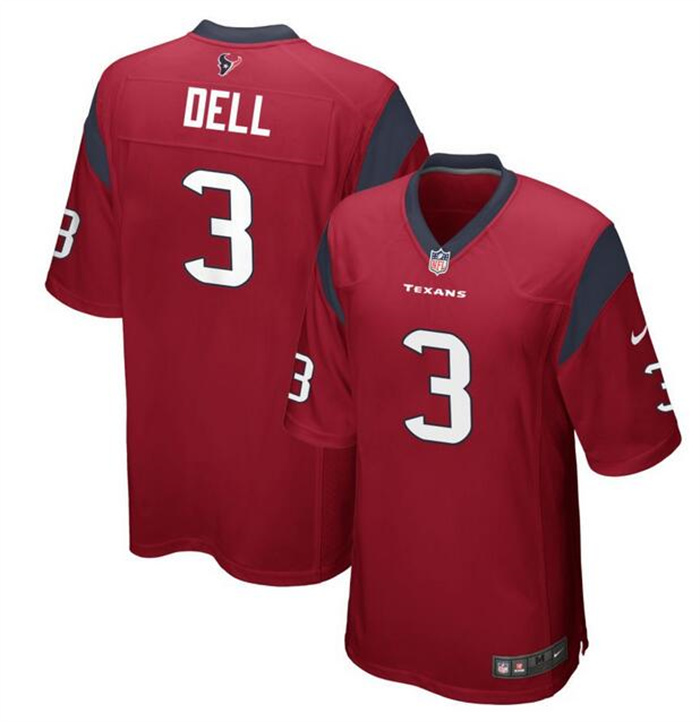 Men's Houston Texans #3 Tank Dell Red Stitched Game Football Jersey