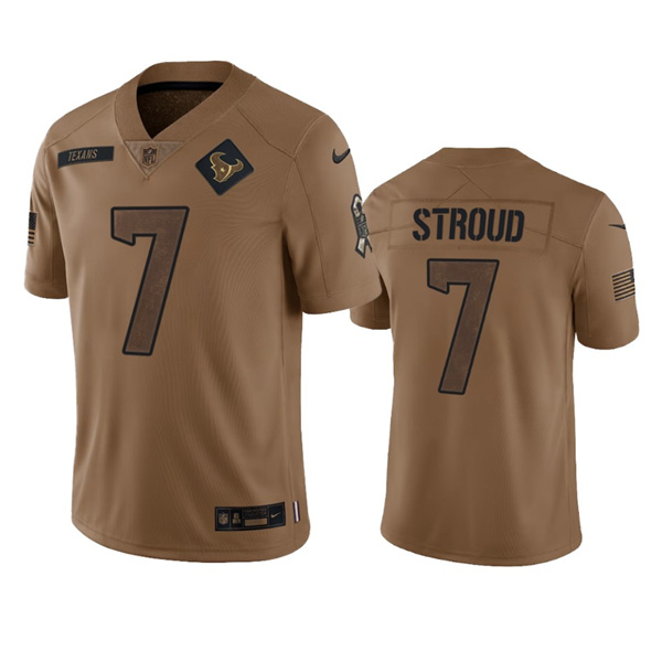 Men's Houston Texans #7 C.J. Stroud 2023 Brown Salute To Service Limited Football Stitched Jersey