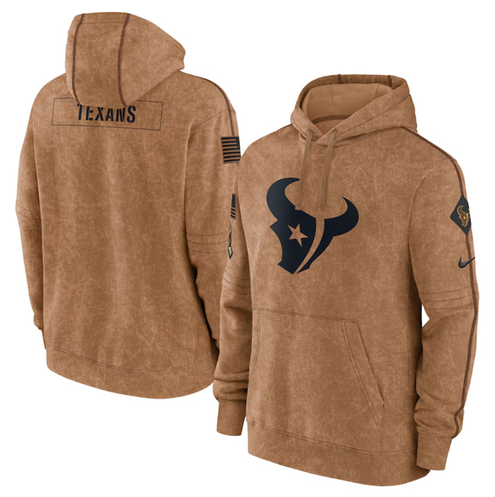 Men's Houston Texans 2023 Brown Salute To Service Pullover Hoodie