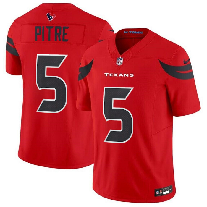 Men's Houston Texans 5 Jalen Pitre Red 2024 Alternate F.U.S.E Vapor Football Stitched Jersey