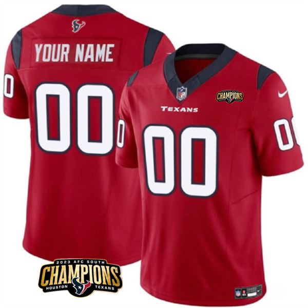 Men's Houston Texans Active Player Custom Red 2023 F.U.S.E. AFC South Champions Patch Vapor Limited Football Stitched Jersey