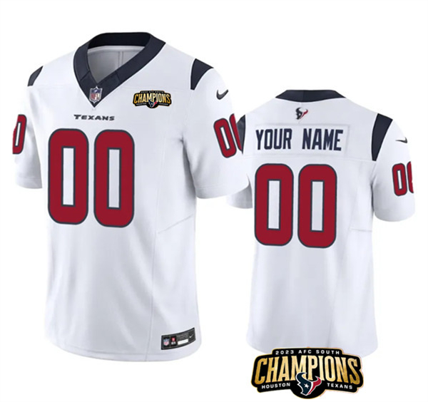 Men's Houston Texans Active Player Custom White 2023 F.U.S.E. AFC South Champions Patch Vapor Limited Football Stitched Jersey