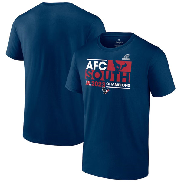 Men's Houston Texans Navy 2023 AFC South Division Champions Conquer T-Shirt