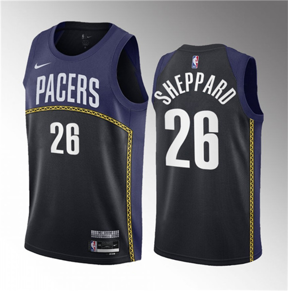 Men's Indiana Pacers #26 Ben Sheppard Blue 2023 Draft City Edition Stitched Basketball Jersey