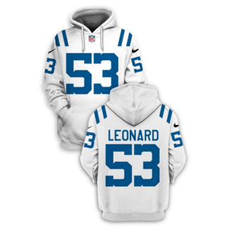 Men's Indianapolis Colts #53 Darius Leonard White 2021 Pullover Hoodie
