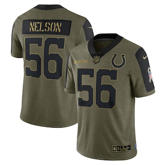 Men's Indianapolis Colts #56 Quenton Nelson Nike Olive 2021 Salute To Service Limited Player Jersey