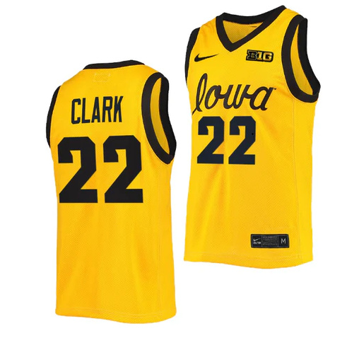 Men's Iowa Hawkeyes #22 Caitlin Clark Yellow College Stitched Basketball Jersey