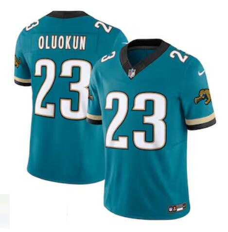 Men's Jacksonville Jaguars #23 Foye Oluokun Nike Prowler Throwback Vapor F.U.S.E. Limited Teal Green Jersey