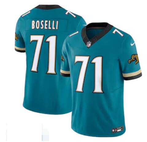 Men's Jacksonville Jaguars #71 Tony Boselli Nike Prowler Throwback Vapor F.U.S.E. Limited Teal Green Jersey