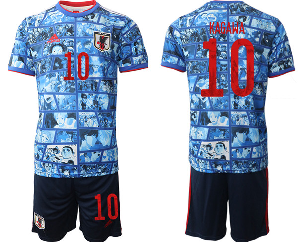 Men's Japan #10 Kagawa Blue Home Soccer 2022 FIFA World Cup Jerseys Suit
