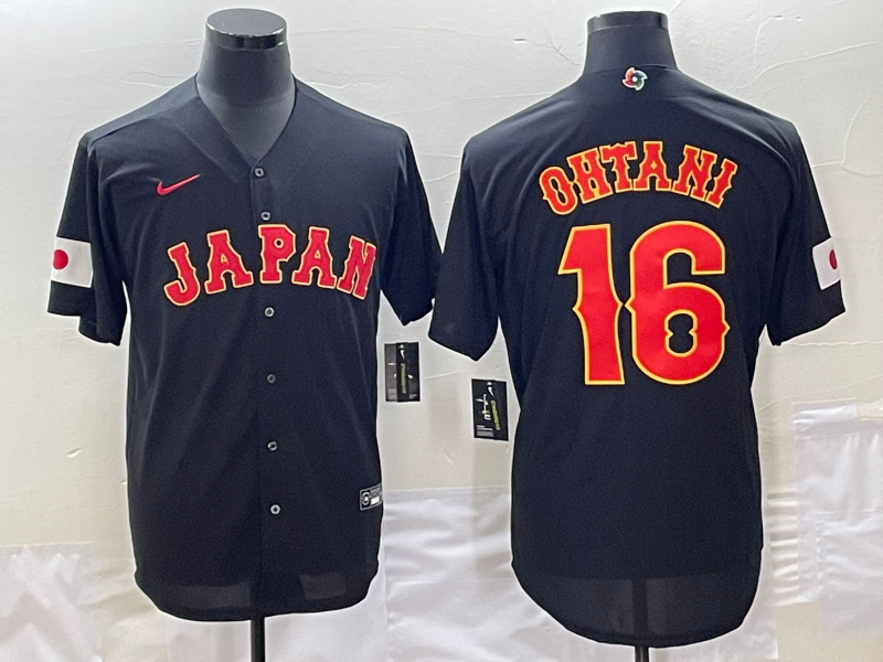 Men's Japan Baseball #16 Shohei Ohtani 2023 Black World Baseball Classic Stitched JerseyS