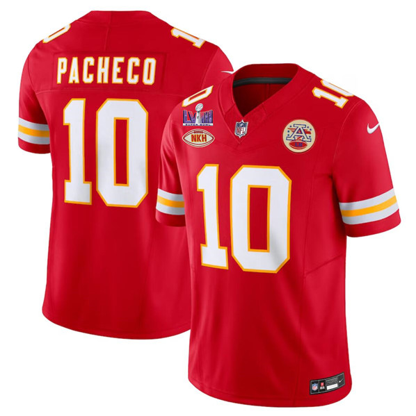 Men's Kansas City Chiefs #10 Isiah Pacheco Red 2024 F.U.S.E. Super Bowl LVIII Patch With NKH Patch Vapor Untouchable Limited Football Stitched Jersey