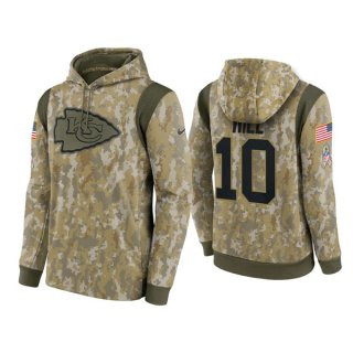 Men's Kansas City Chiefs #10 Tyreek Hill Camo 2021 Salute To Service Therma Performance Pullover Hoodie