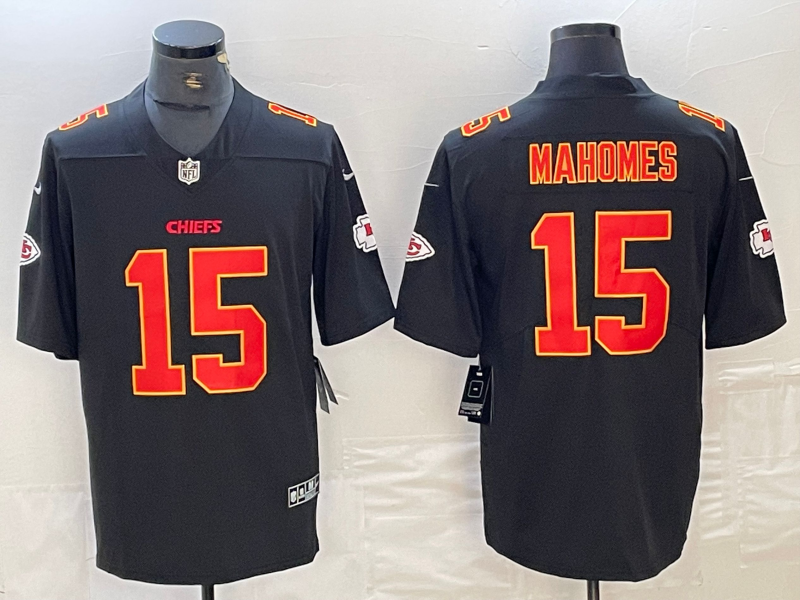 Men's Kansas City Chiefs #15 Patrick Mahomes Black Fashion Vapor Limited Stitched Jersey