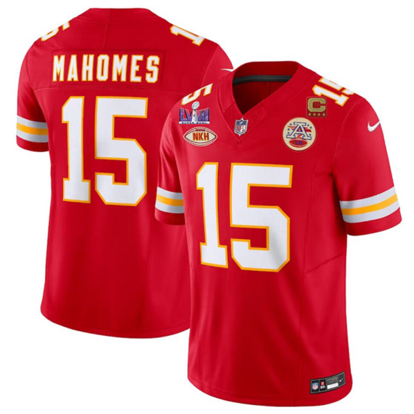 Men's Kansas City Chiefs #15 Patrick Mahomes Red 2024 F.U.S.E. Super Bowl LVIII Patch With NKH Patch Vapor Untouchable Limited Football Stitched Jersey