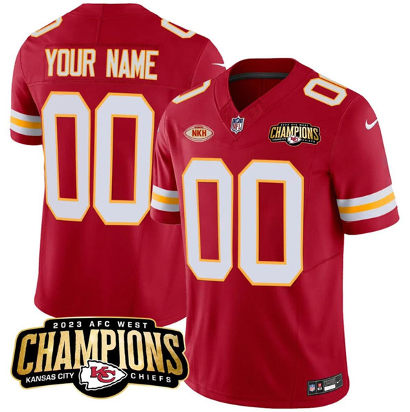 Men's Kansas City Chiefs Active Player Custom Red 2023 F.U.S.E. AFC West Champions With NKH Patch Vapor Untouchable Limited Football Stitched Jersey
