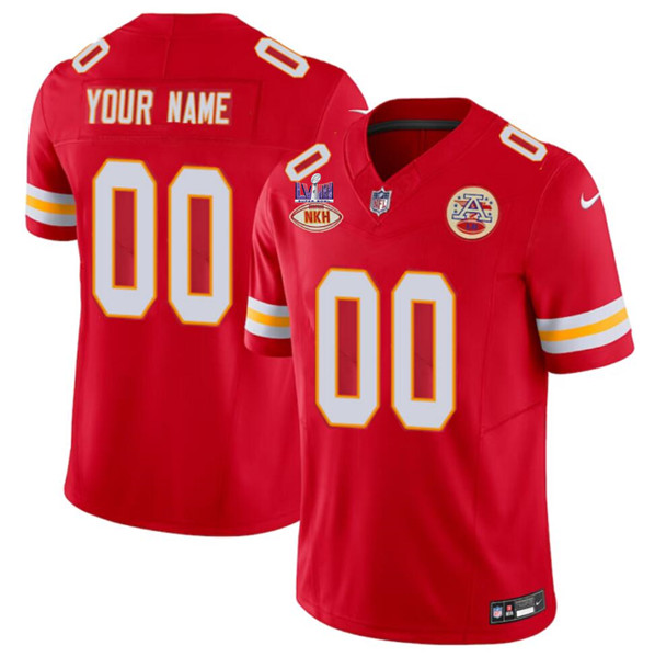 Men's Kansas City Chiefs Active Player Custom Red 2024 F.U.S.E. Super Bowl LVIII Patch With NKH Patch Vapor Untouchable Limited Football Stitched Jersey