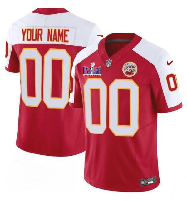 Men's Kansas City Chiefs Active Player Custom Red White 2024 F.U.S.E. Super Bowl LVIII Patch Vapor Untouchable Limited Football Stitched Jersey