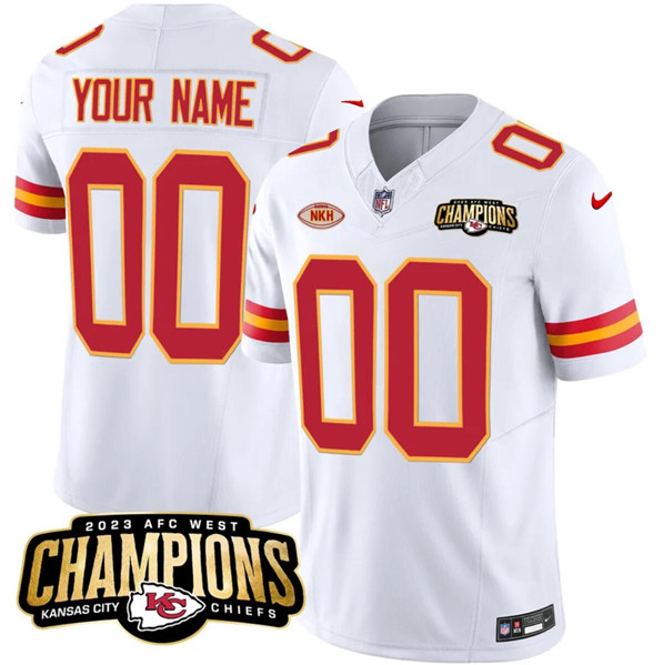 Men's Kansas City Chiefs Active Player Custom White 2023 F.U.S.E. AFC West Champions With NKH Patch Vapor Untouchable Limited Football Stitched Jersey