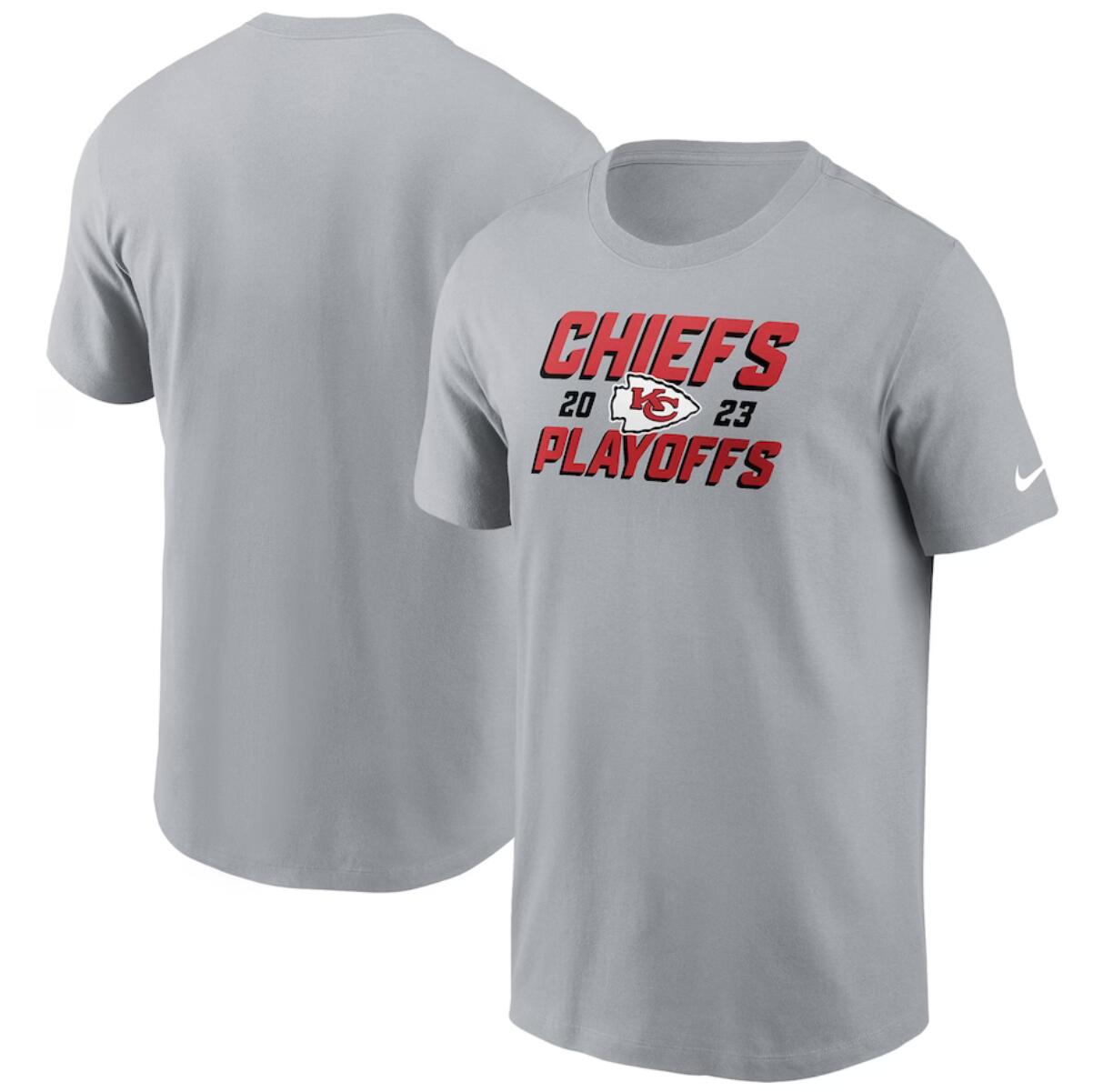 Men's Kansas City Chiefs Gray 2023 Playoffs Iconic T-Shirt