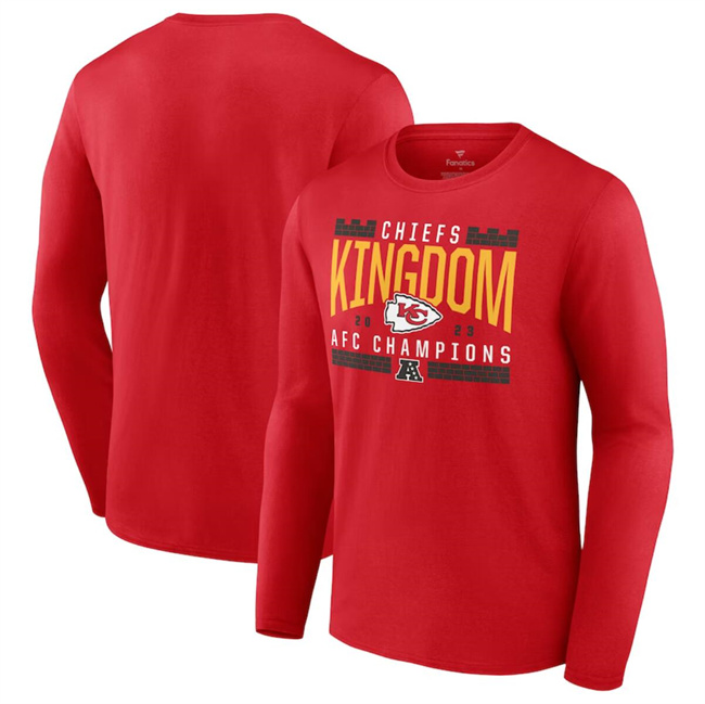 Men's Kansas City Chiefs Red 2023 AFC Champions Hometown Not Done Long Sleeve T-Shirt