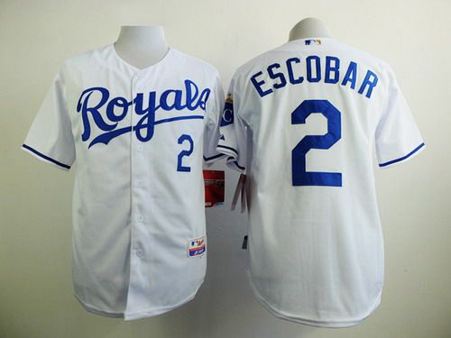 Men's Kansas City Royals #2 Alcides Escobar White Jersey