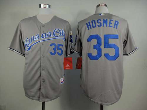 Men's Kansas City Royals #35 Eric Hosmer Gray Jersey
