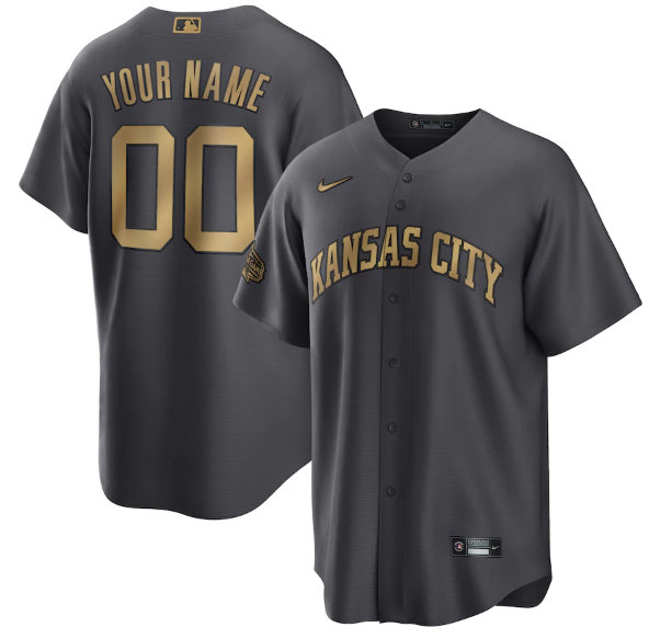 Men's Kansas City Royals Active Player Custom Charcoal 2022 All-Star Cool Base Stitched Baseball Jersey
