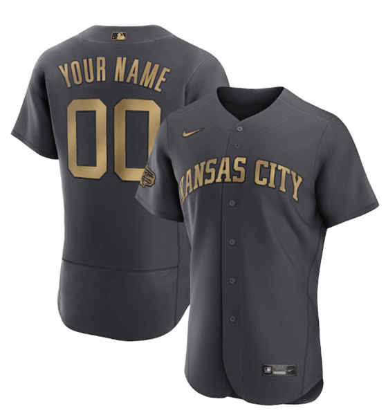 Men's Kansas City Royals Active Player Custom Charcoal 2022 All-Star Flex Base Stitched MLB Jersey