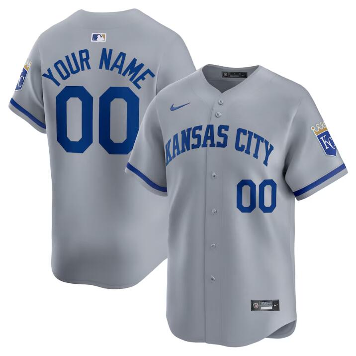 Men's Kansas City Royals Active Player Custom Gray 2024 Alternate Limited Stitched Baseball Jersey