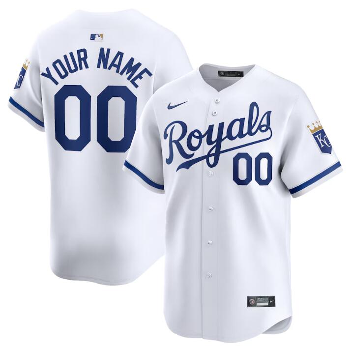 Men's Kansas City Royals Active Player Custom White 2024 Home Limited Stitched Baseball Jersey