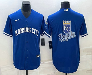 Men's Kansas City Royals Big Logo Blue 2022 City Connect Cool Base Stitched Jersey