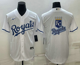 Men's Kansas City Royals Big Logo White Stitched MLB Cool Base Nike Jerseys