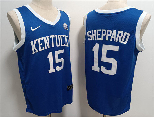 Men's Kentucky Wildcats #15 Reed Sheppard Blue Stitched Jersey
