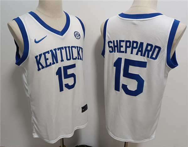 Men's Kentucky Wildcats #15 Reed Sheppard White Stitched Jersey