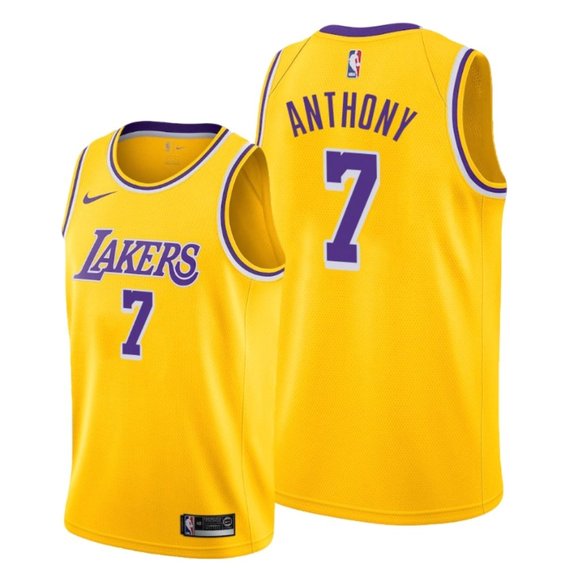 Men's Lakers #7 Carmelo Anthony Gold Jersey