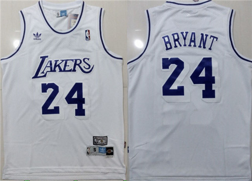 Men's Lakers 24 Kobe Bryant White Hardwood Classics Jersey