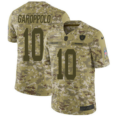 Men's Las Vegas Raiders #10 Jimmy Garoppolo Camo Men's Stitched Football Limited 2018 Salute To Service Jersey