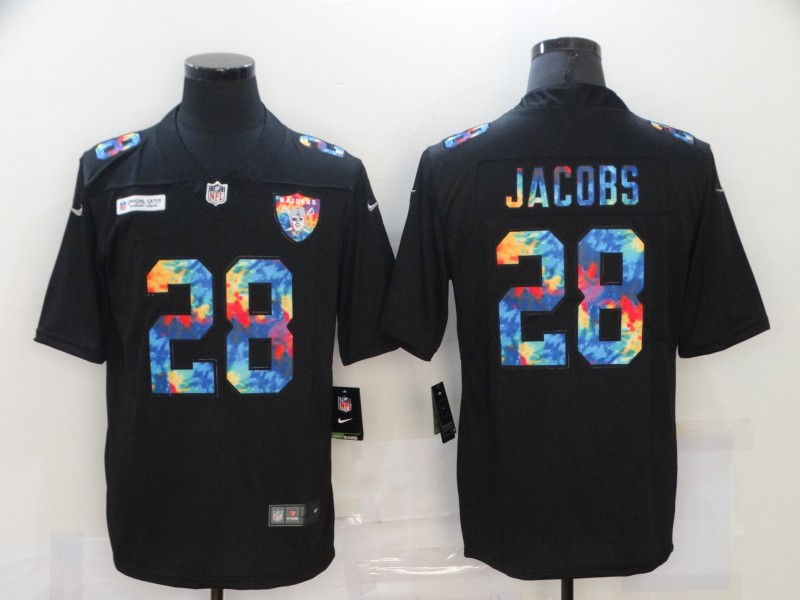 Men's Las Vegas Raiders #28 Josh Jacobs Multi-Color Black 2020 NFL Crucial Catch Vapor Untouchable Nike Limited Jersey