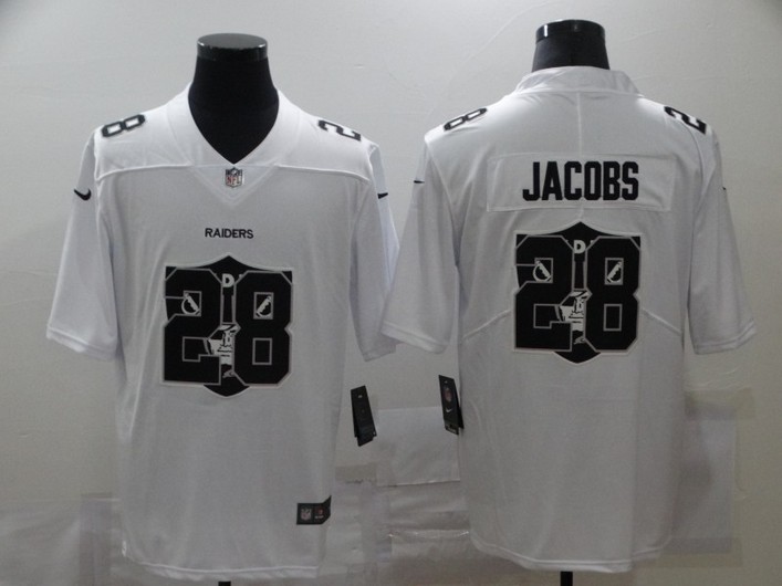 Men's Las Vegas Raiders #28 Josh Jacobs White 2020 Shadow Logo Vapor Untouchable Stitched NFL Nike Limited Jersey