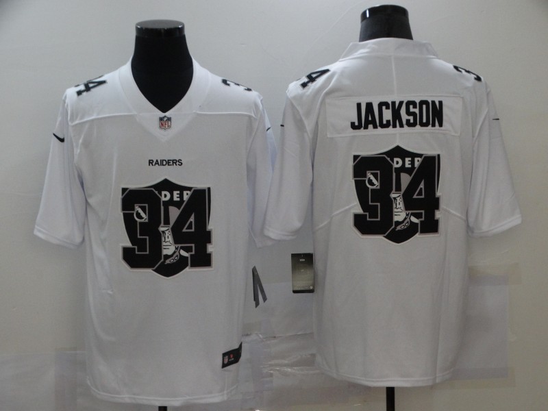 Men's Las Vegas Raiders #34 Bo Jackson White 2020 Shadow Logo Vapor Untouchable Stitched NFL Nike Limited Jersey