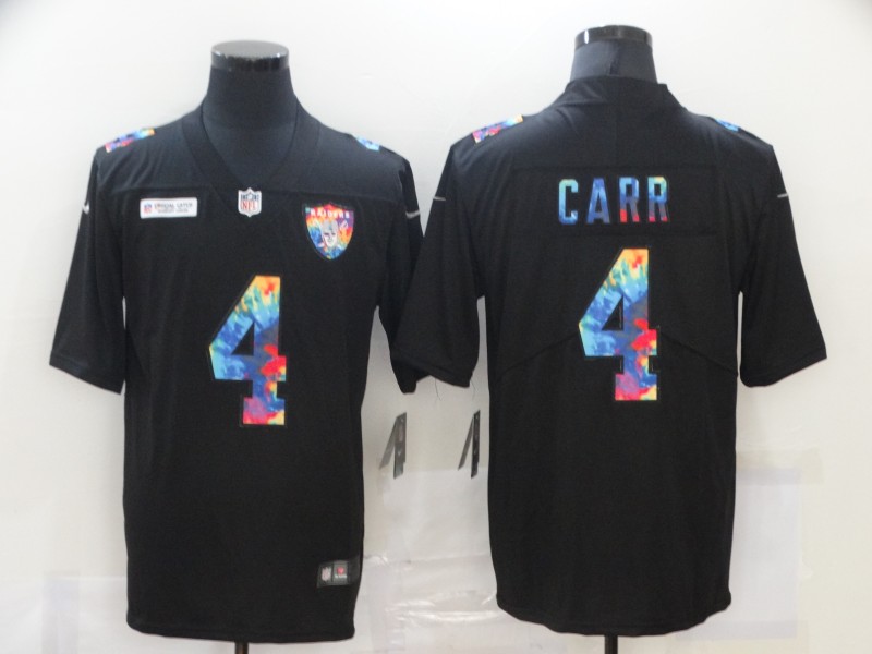 Men's Las Vegas Raiders #4 Derek Carr Multi-Color Black 2020 NFL Crucial Catch Vapor Untouchable Nike Limited Jersey