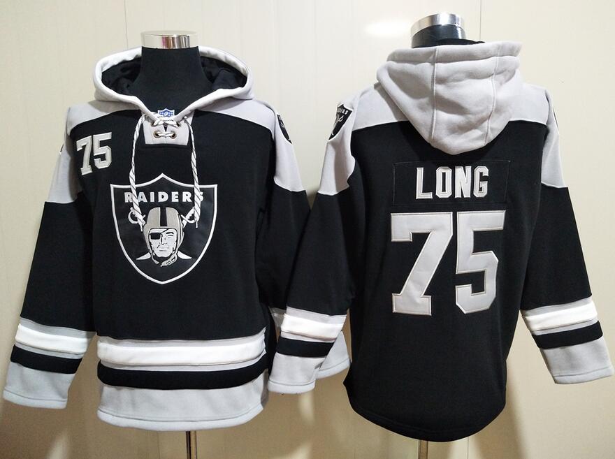 Men's Las Vegas Raiders #75 Howie Long Black All Stitched Sweatshirt Ageless Must-Have Lace-Up Pullover Hoodie