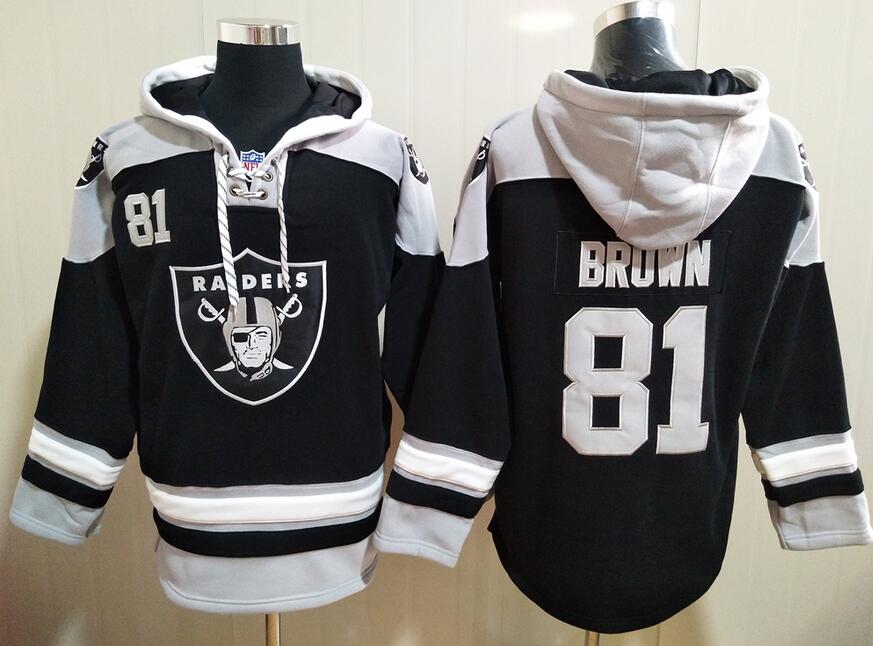 Men's Las Vegas Raiders #81 Tim Brown Black All Stitched Sweatshirt Ageless Must-Have Lace-Up Pullover Hoodie