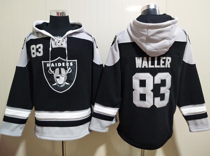 Men's Las Vegas Raiders #83 Darren Waller Black All Stitched Sweatshirt Ageless Must-Have Lace-Up Pullover Hoodie